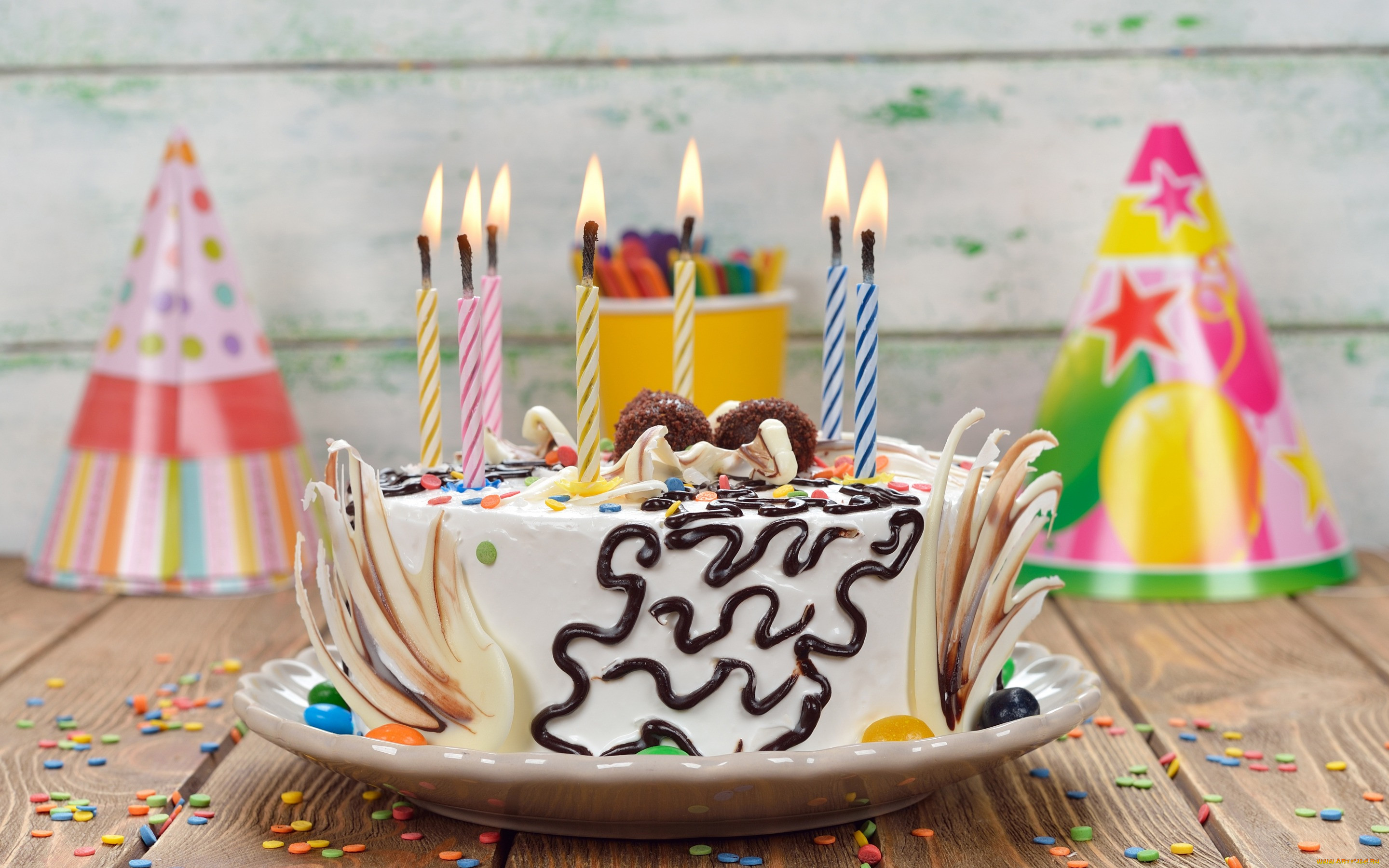 , ,  ,  , colorful, , , celebration, decoration, happy, birthday, cake, , , candle